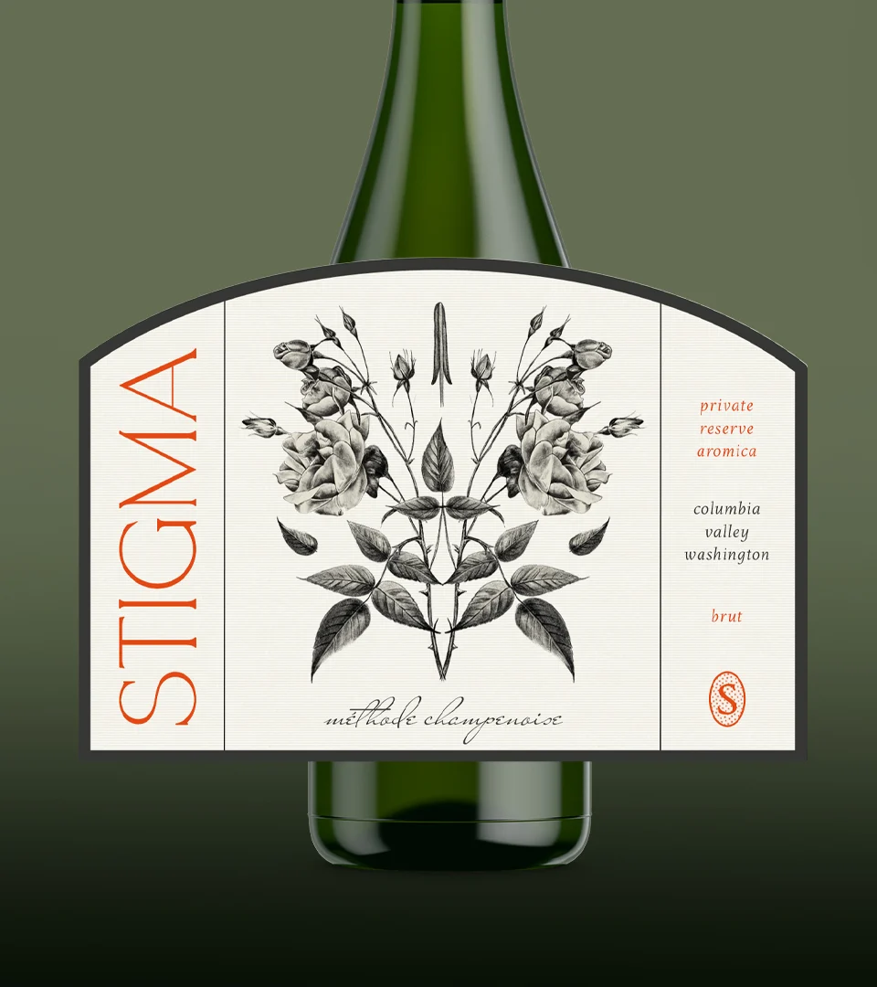 Stigma Sparkling Wine – design work by Melody Rose