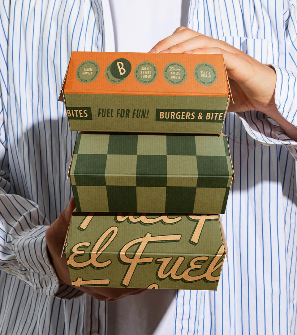 Buckets Burgers & Bites – design work by Melody Rose